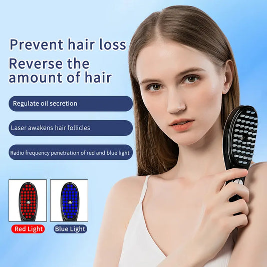 Scalp Hair Growth Massage Comb – Red & Blue Light Therapy